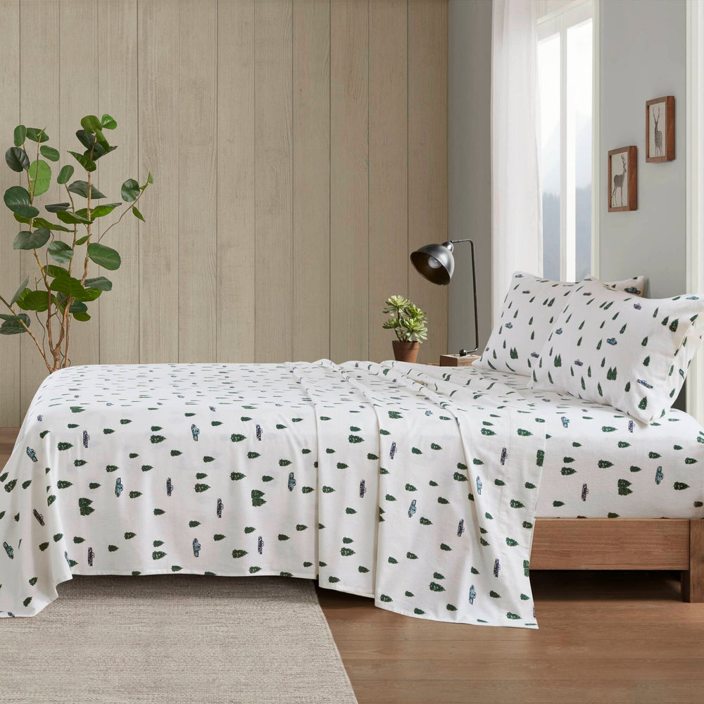 4 PCS Queen Sheet Set Green Trees & Trucks Media 21