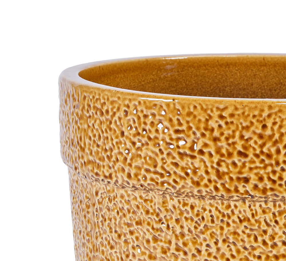 Handmade Ceramic Planter Set of 3, 15/12/9 Inch Diameter, Earth-Tone Speckled Glaze, for Orchids & Indoor Plants, Windowsill & Bookshelf Use, Breathable Clay Media 14