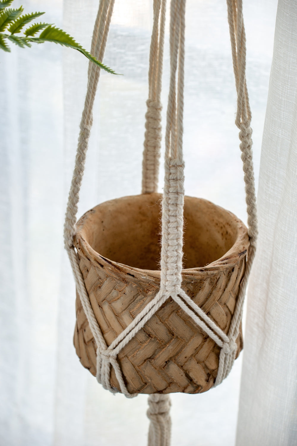 Set of 2, 5x5x4.5' Hanging Planter With Cotton Hanger, Bohemian Style Media 13