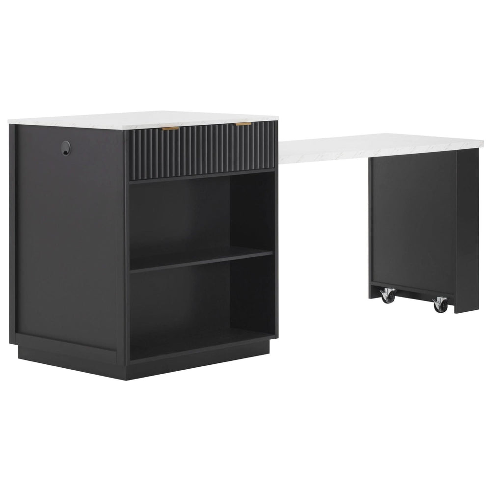 Kitchen Island Modern With Extendable Dining Table & Power Outlet For 4-6 People Black Media 48