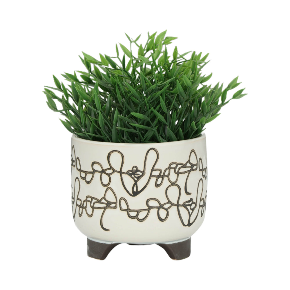 S/2 CERAMIC 6/8' SCRIBBLE FOOTED PLANTER, BEIGE Media 5