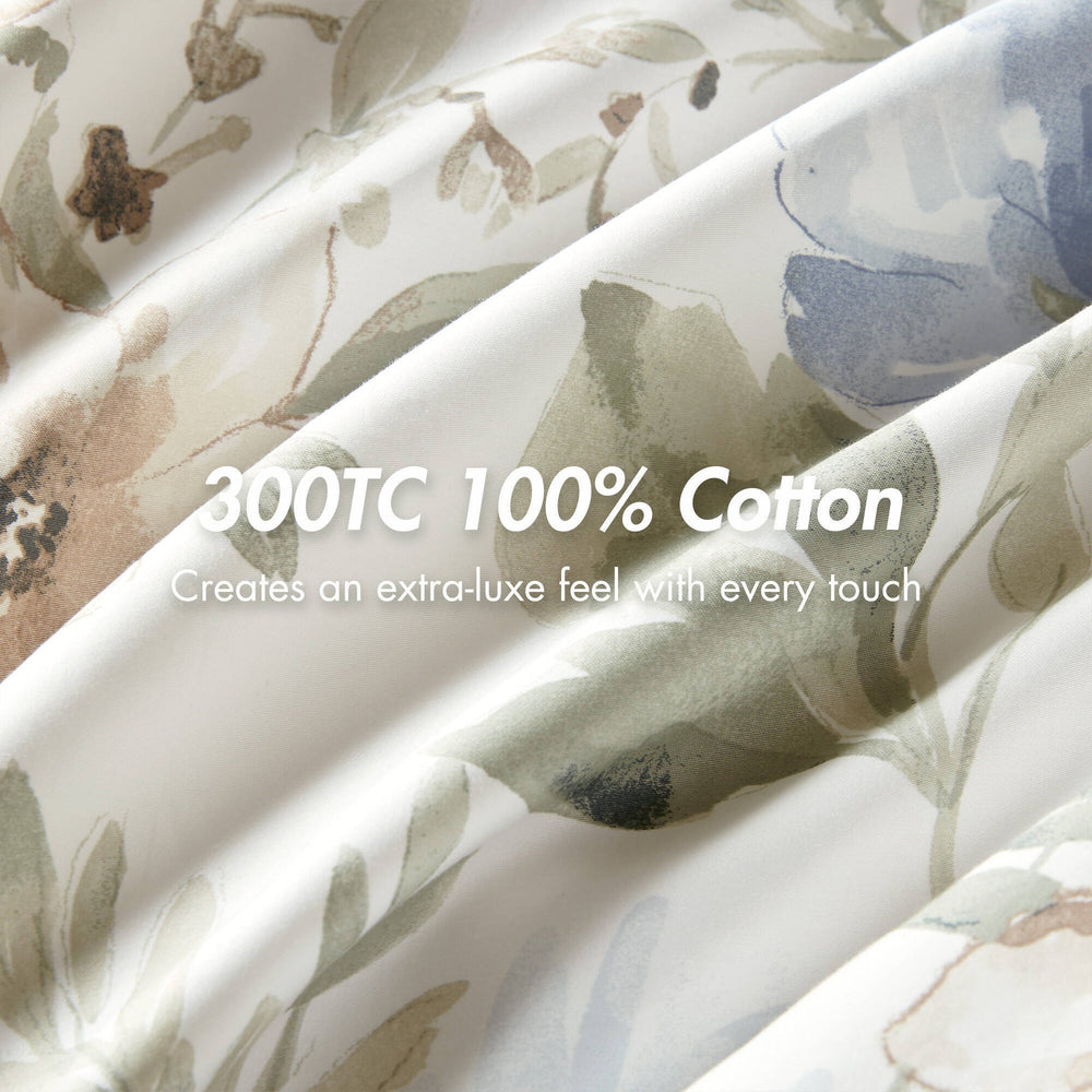 5PCS Full/Queen  Cotton Sateen Print Duvet Set Media 8