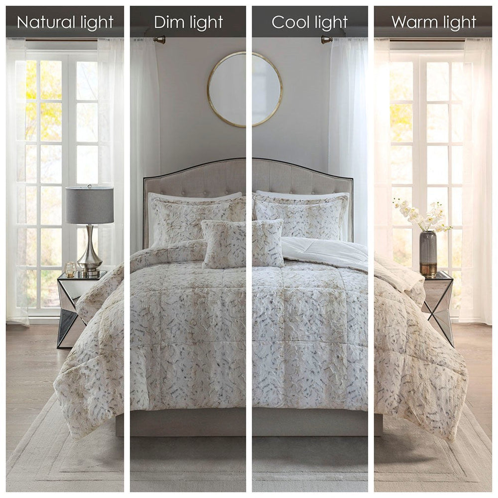 King 4PC Faux Fur Comforter Set Media 11