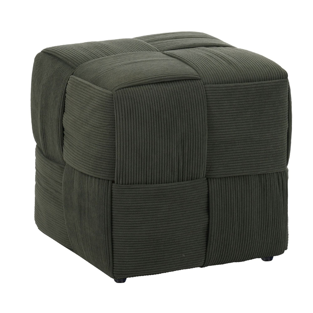 Ottoman Foot Rest Corduroy Green Square Stool For Living Room & Sofa Use Home Furniture Media 1