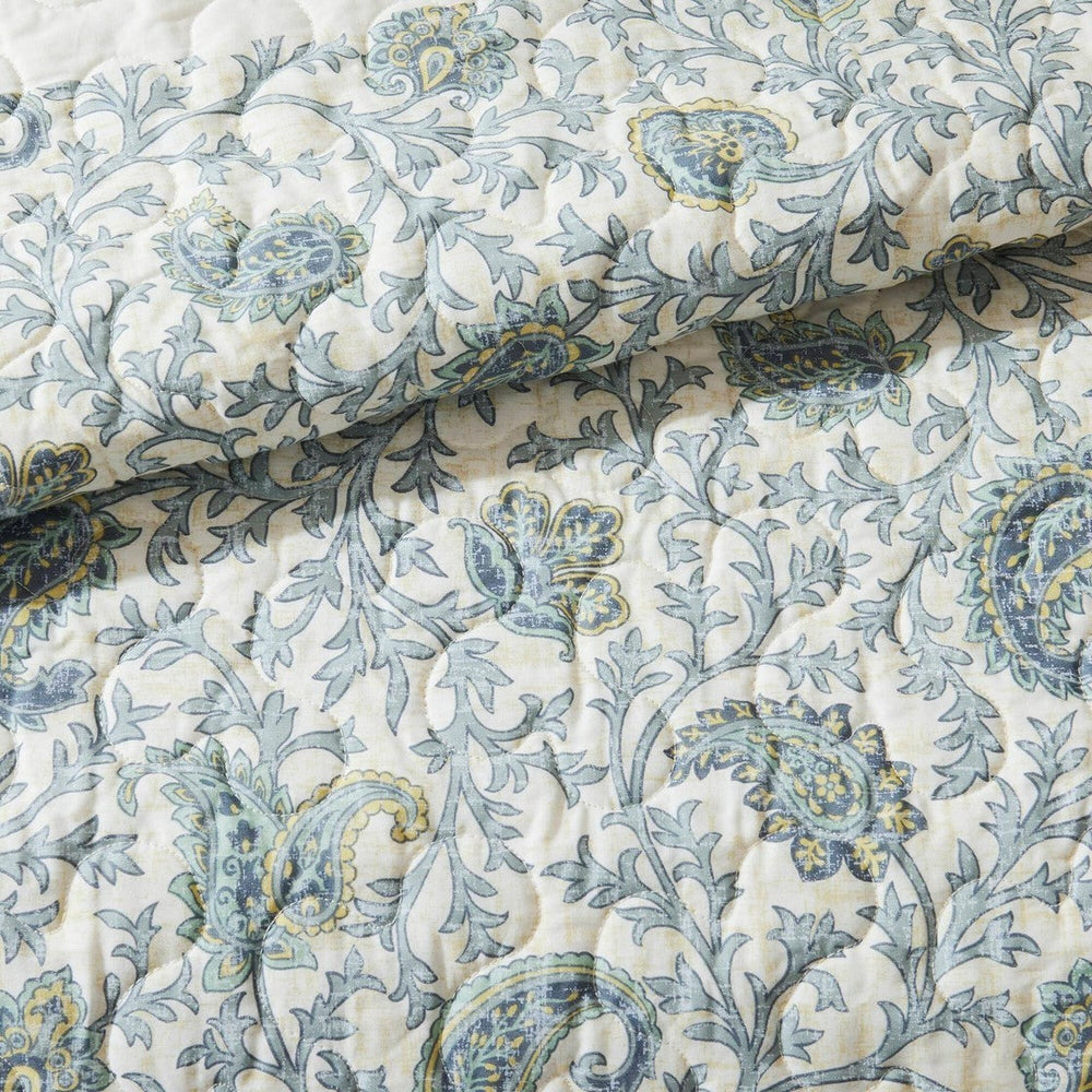 6 Piece Cotton Percale Quilt Set with Throw Pillows Aqua King/Cal King Media 8
