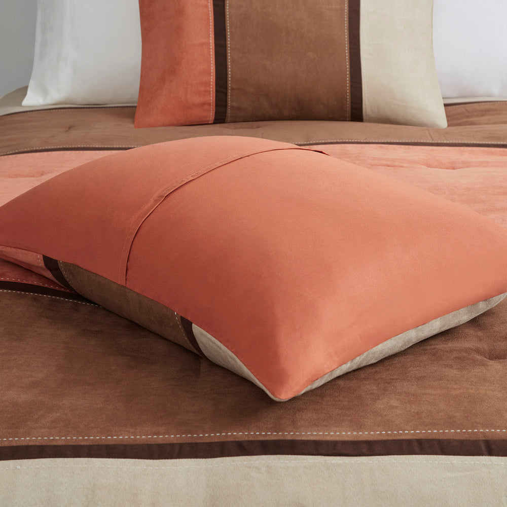 7 Piece Faux Suede Comforter Set Coral Cal King Media 10