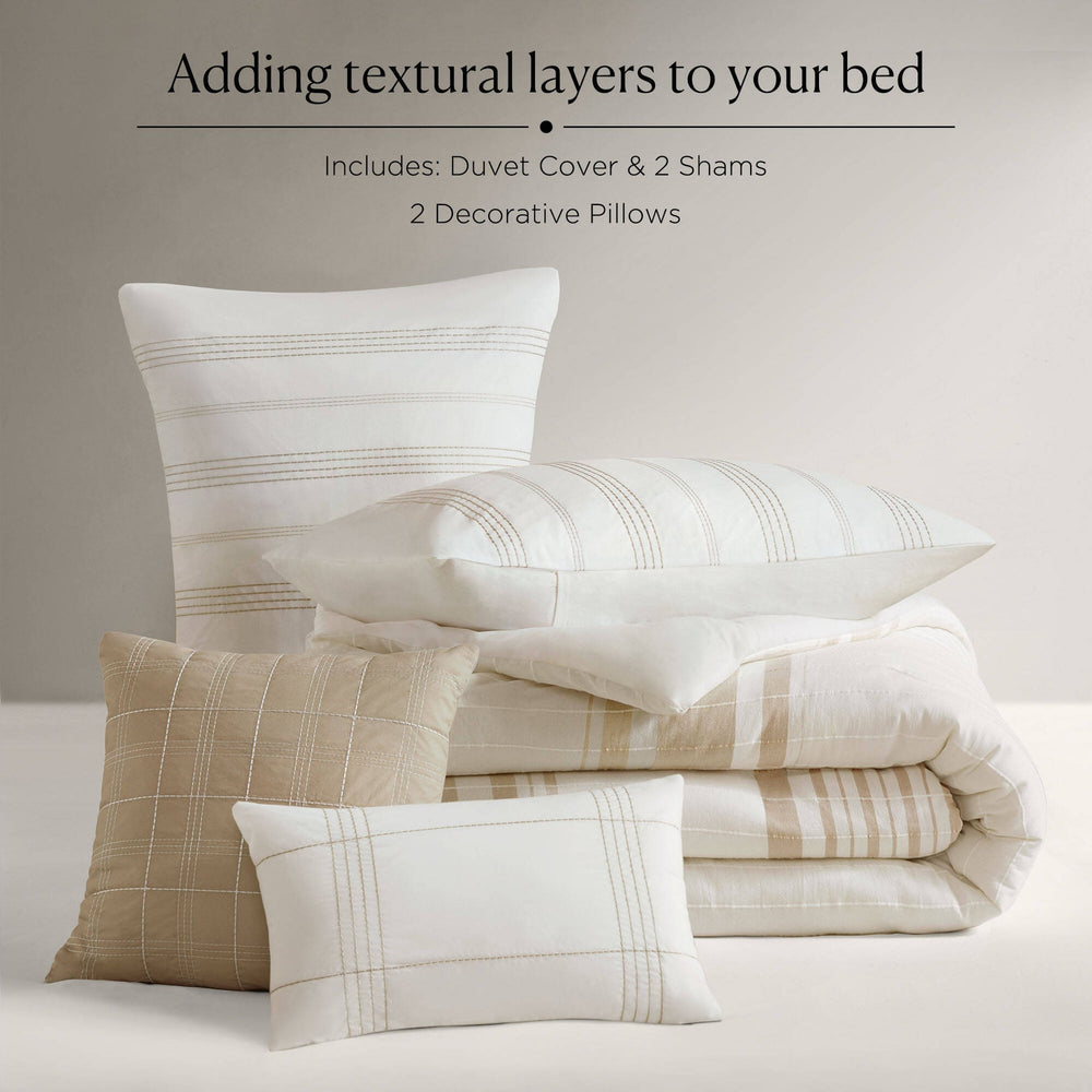 5- Piece Full/Queen Cotton Jaquard Duvet Set Media 8