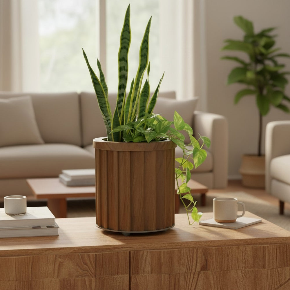 Round Strata Column Planter SM - Medium Brown Media 2