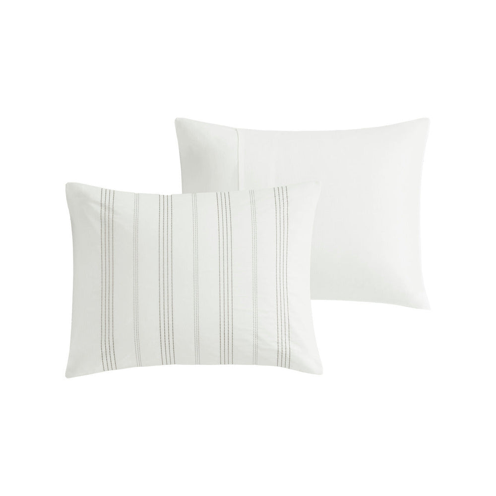 6 Piece Cotton Jacquard Oversized Comforter Set White/Grey Queen Media 12