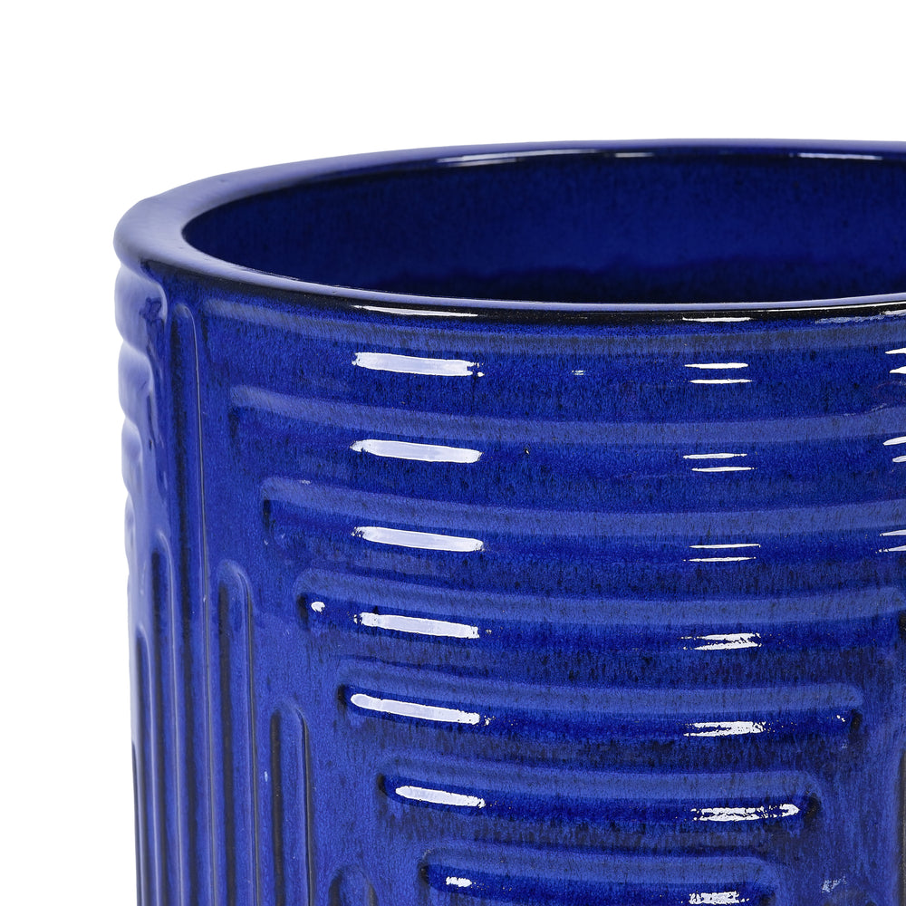 16' Dia Round Planters for Indoor Plants, Large Outdoor Planters with Drainage Holes, Ceramic Plant Pots Indoor & Outdoor for Home Garden Patio - Dark Blue Media 13