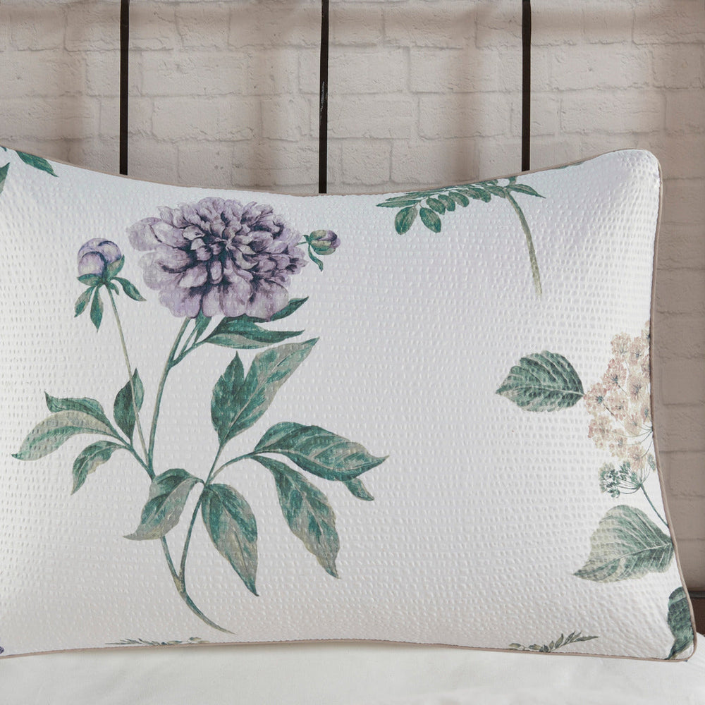 7 Piece Printed Seersucker Comforter Set with Throw Blanket Taupe/Blush Full/Queen Media 10