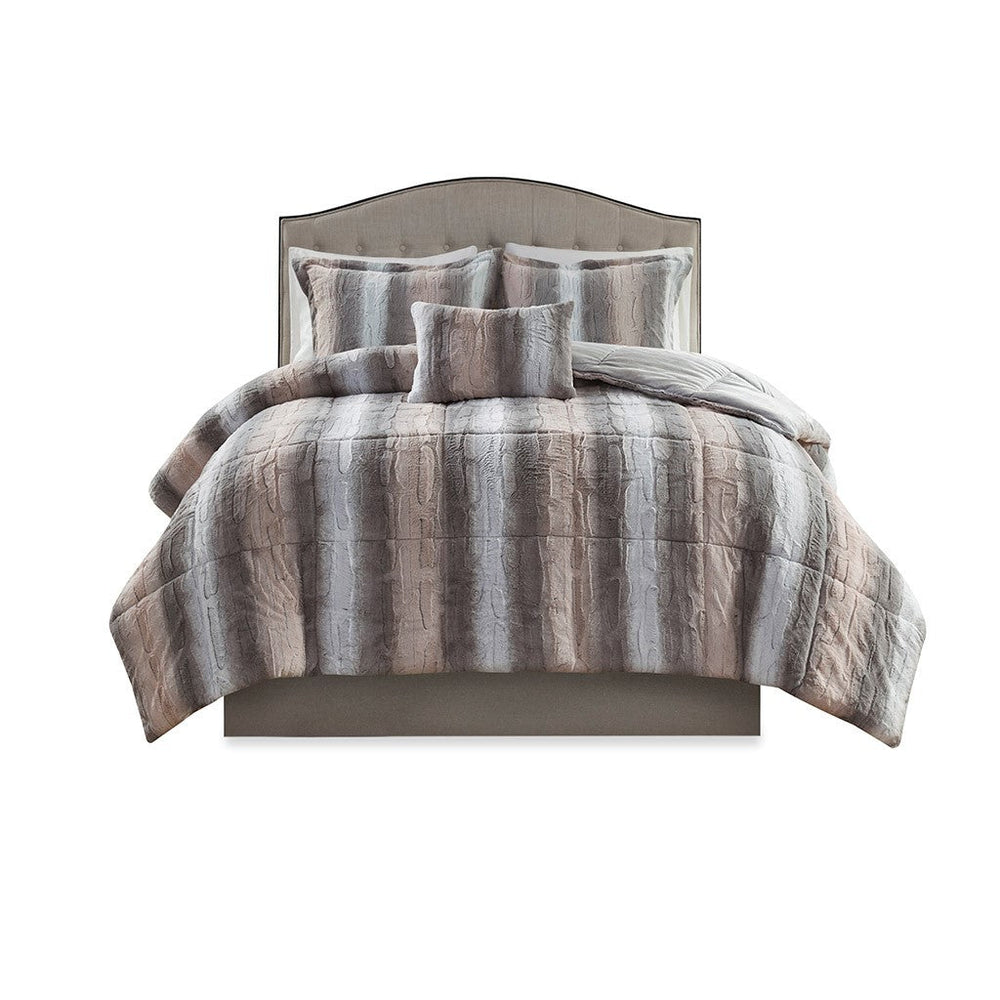 King 4PC Faux Fur Comforter Set Media 7