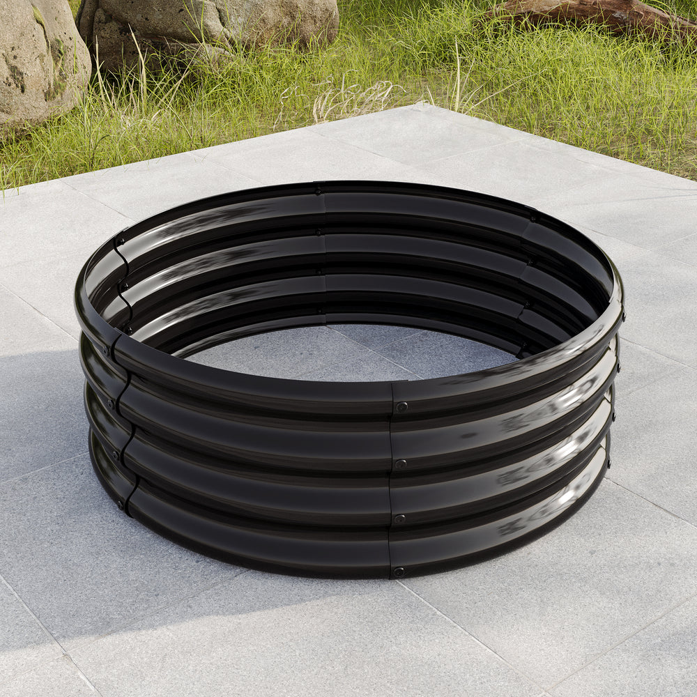 32.08'*11.4' Tall Round Raised Garedn Bed,Metal Raised Beds for Vegetables, Outdoor Garden Raised Planter Box, Backyard Patio Planter Raised Beds for Flowers, Herbs, Fruits Black Media 4