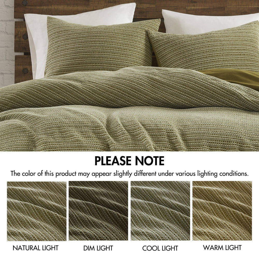 3PCS Full/Queen Waffle Washed Duvet Set Media 7