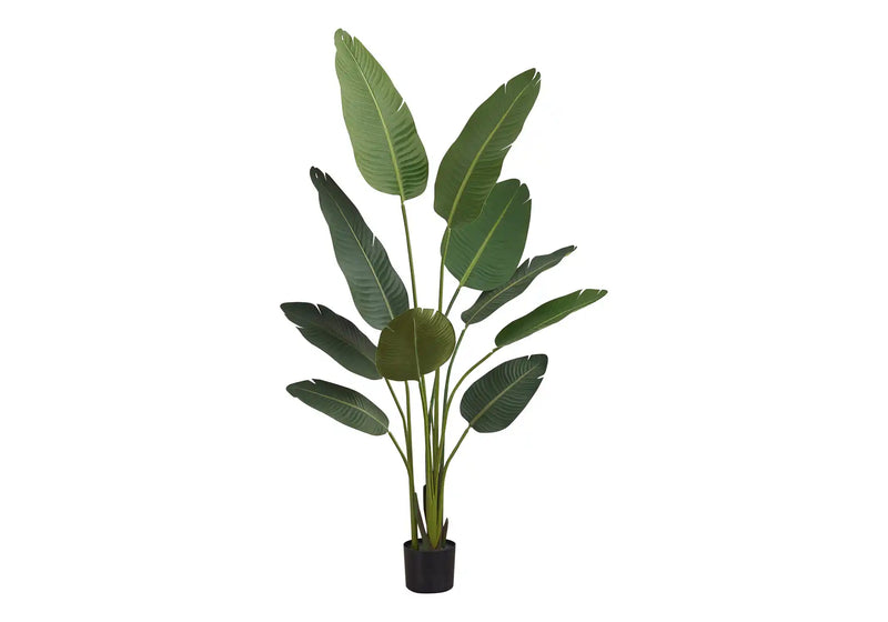 Artificial Plant, 60' Tall, Bird Of Paradise Tree, Indoor, Faux, Fake, Floor, Greenery, Potted, Decorative, Green Leaves, Black Pot