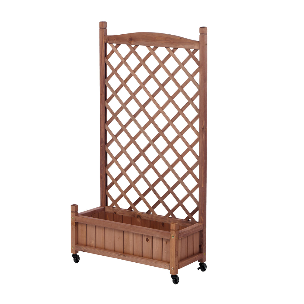 Natural Wood Raised Garden Bed with Trellis 2 Pack, Outdoor Planter Box & Plant Stand for Climbing Plants, Brown Solid Wood, 25L x 11W x 42.3H inches Media 8