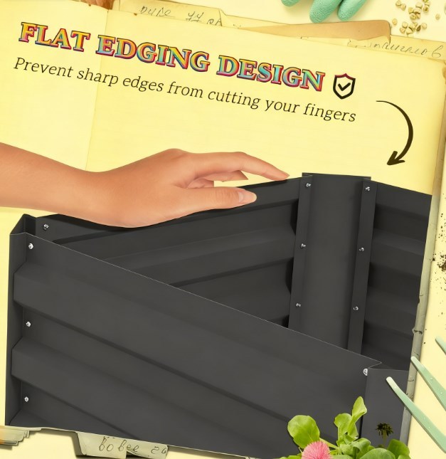 Raised Garden Bed,Garden Bed,Galvanized Planter Box with Cage for Climbing Vines Media 5