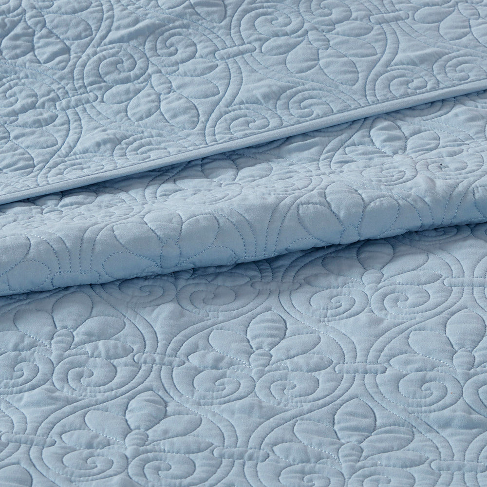 Reversible Bedspread Set Blue Queen Media 4