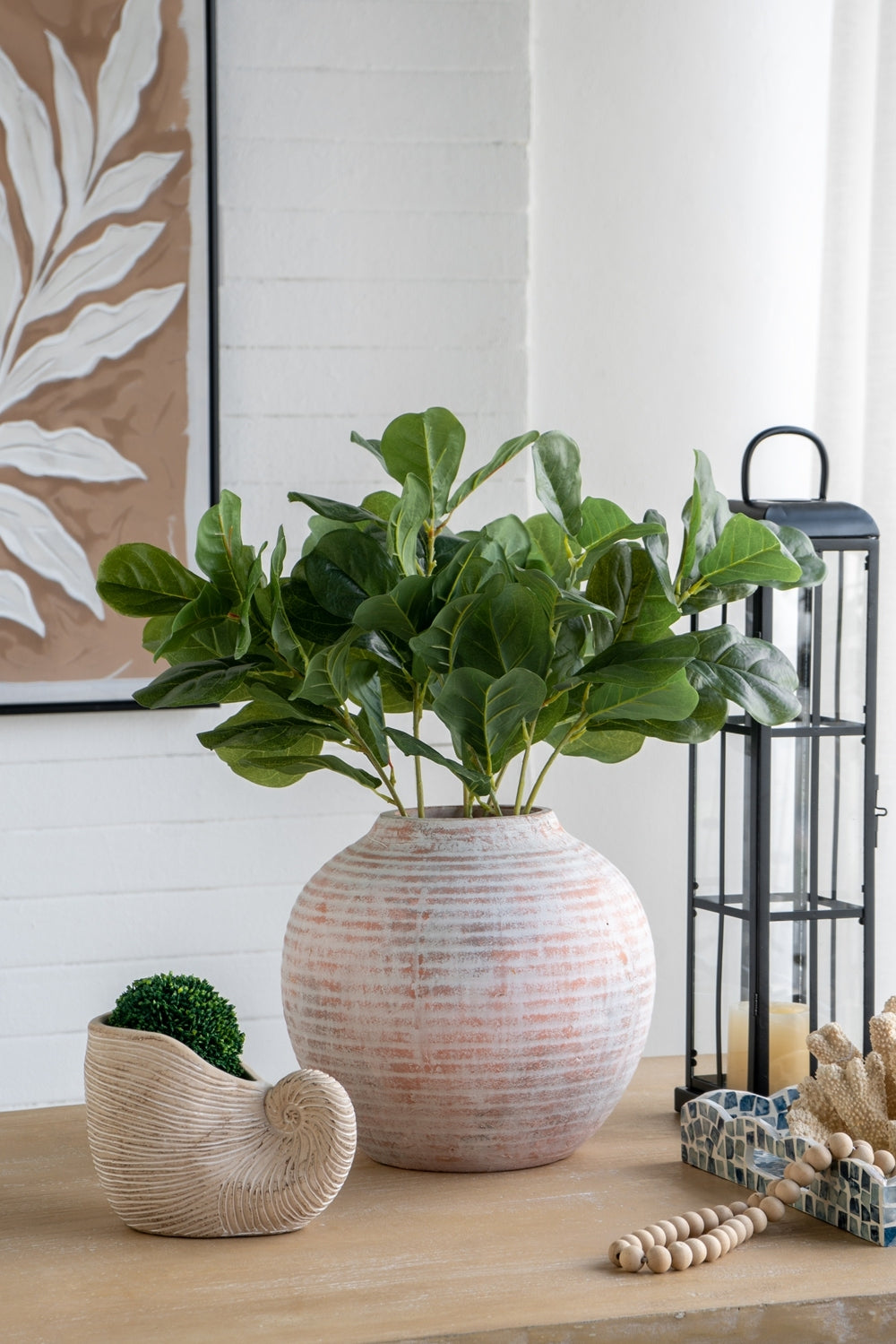 8.5x5.5x6.3' Sand and Cement Nautilus Shell Planter with Textured Beige Finish Media 13