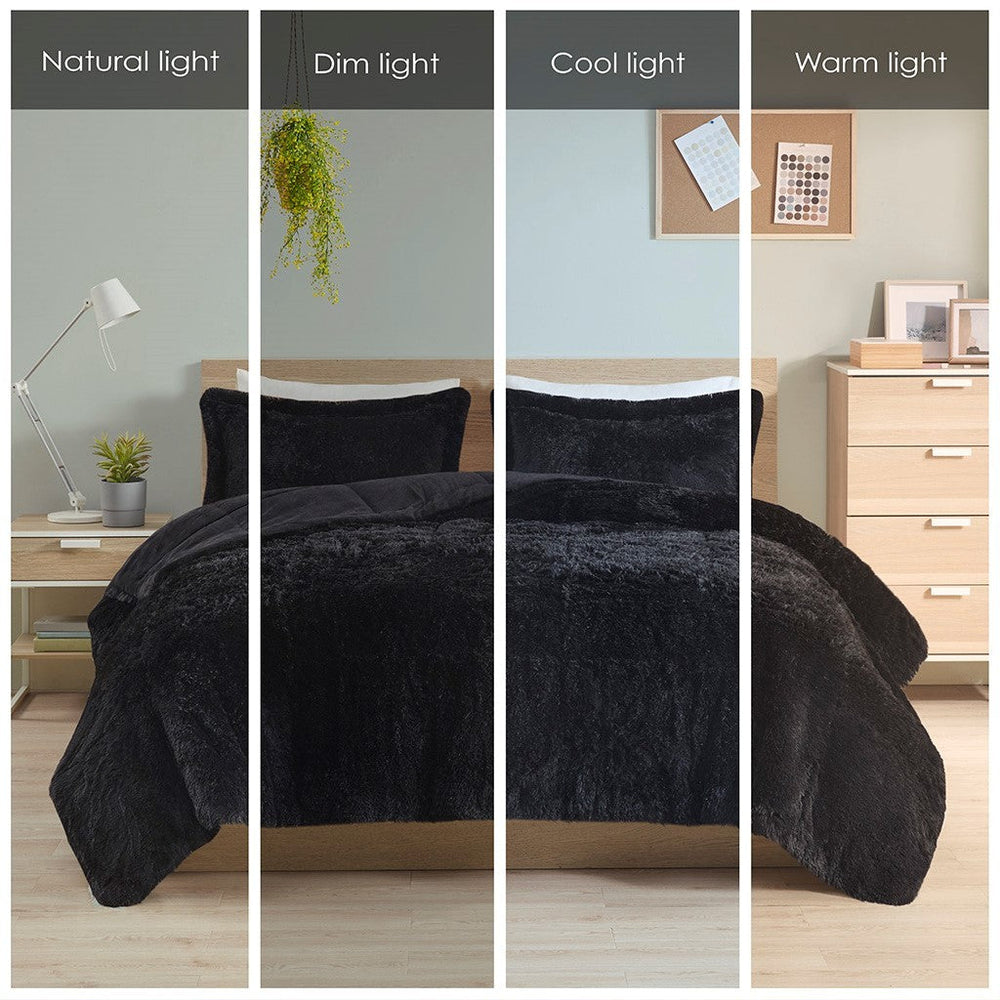 Twin/Twin XL Shaggy Long Fur Comforter Mini Set Media 7