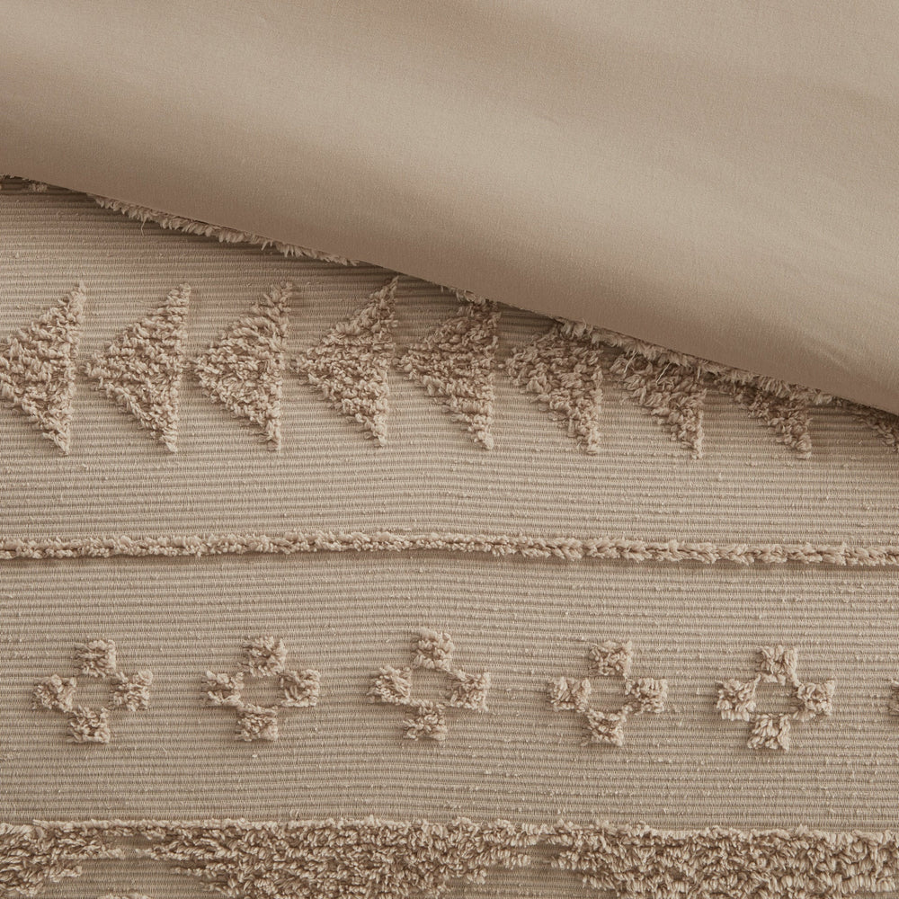 3 PCS Full/Queen Chenille Oversized Comforter Set Tan Media 8
