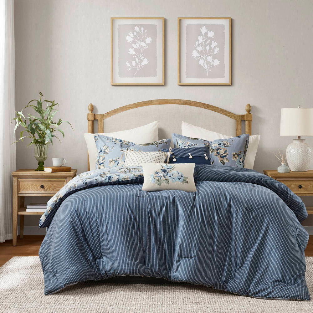 7PCS Queen Vintage Floral Comforter Set Media 21