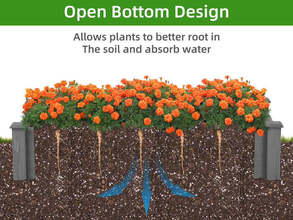 Raised Garden Bed 48x48x10'', Outdoor Wood Planter Box Over Floor, Tool-Free Assembly Media 7