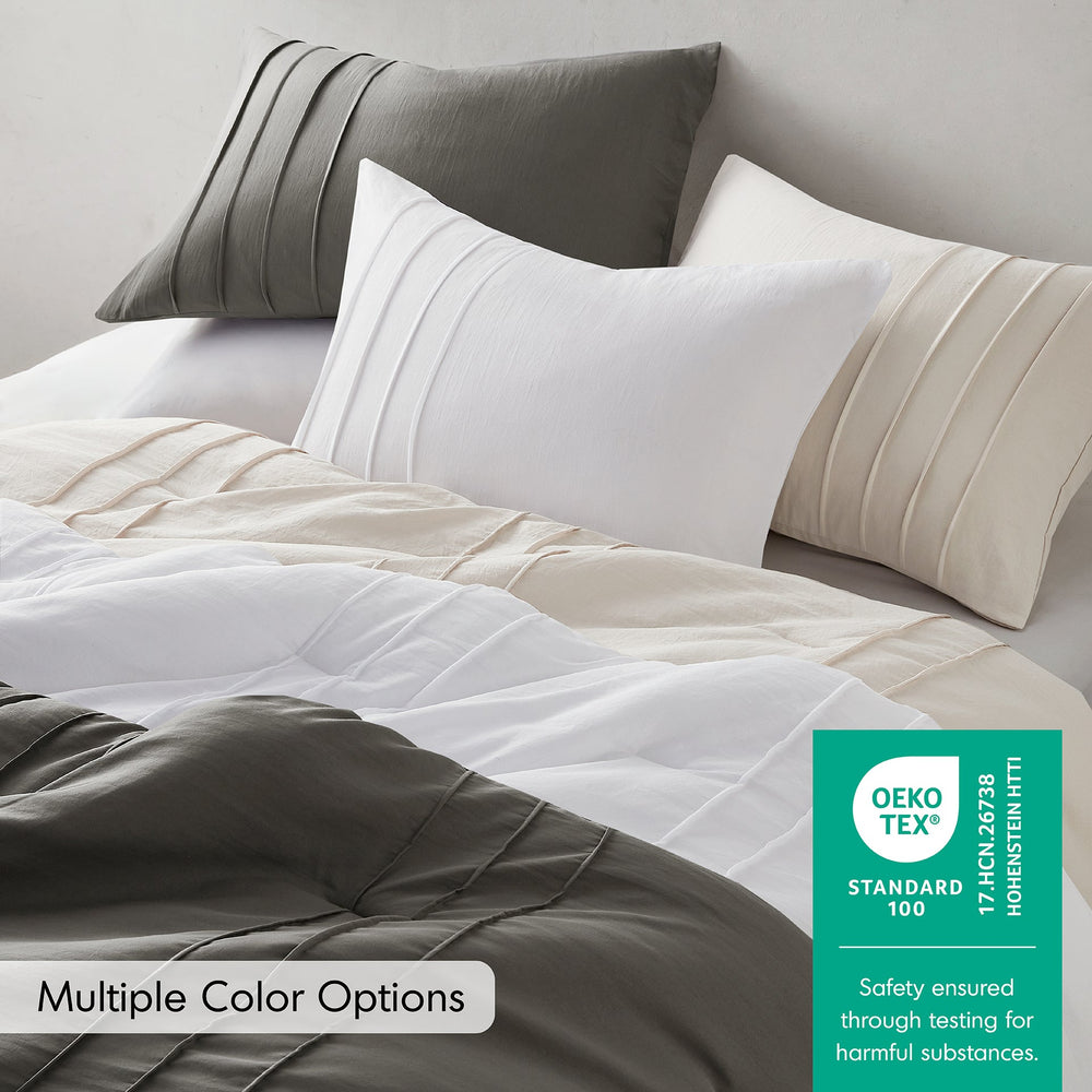 3-Piece Cal King Soft Washed Pleated Comforter Set Media 6