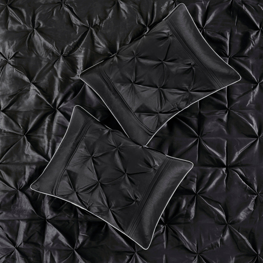 7 Piece Tufted Comforter Set Black Queen Media 2