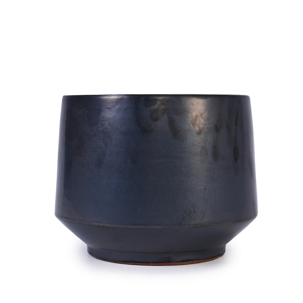 Handmade Black Matte Glazed Ceramic Planter Set of 3, 15/11/9 Inch Diameter, Textured Finish for Orchids & Begonias, Indoor/Outdoor Use on Windowsill & Bookshelf, Breathable Clay Media 8