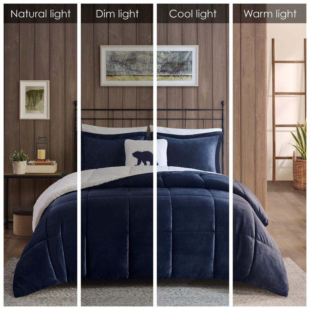 Full/Queen Plush to Sherpa Down Alternative Comforter Set Media 6