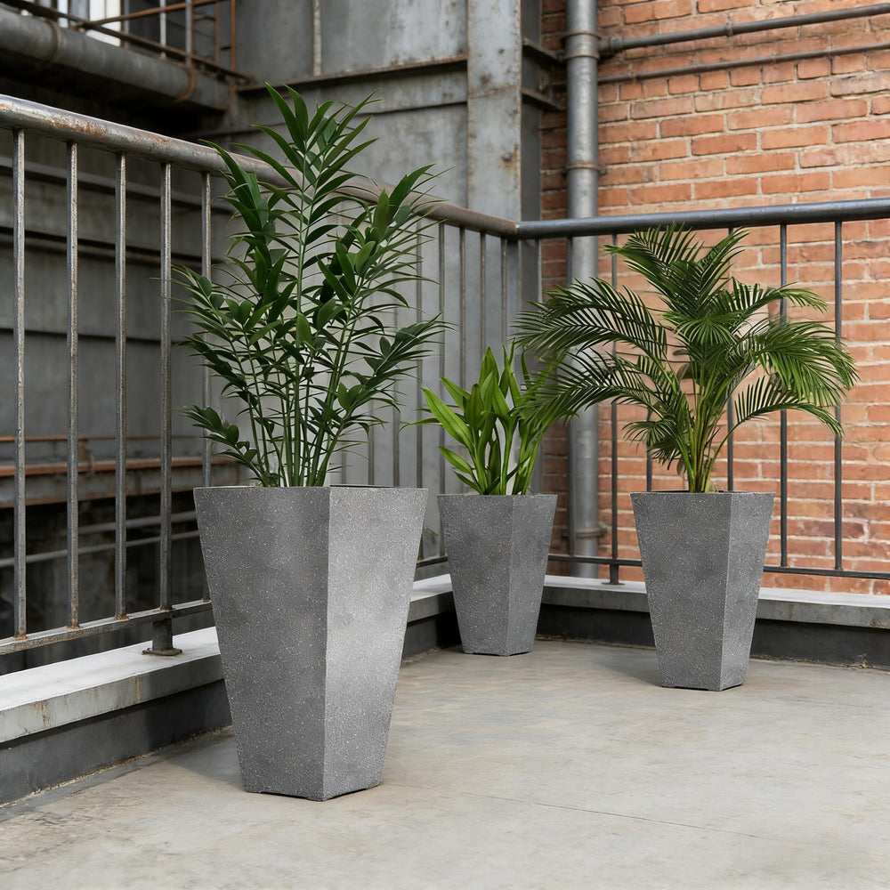 Set of 3 Tall Planters,Plastic Flower Pots Media 7