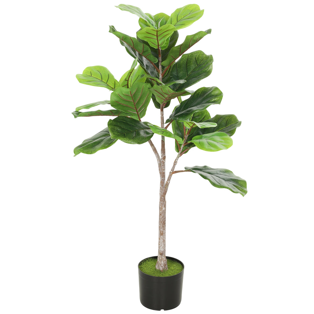 Artificial Fiddle Leaf Fig Tree,  Potted Plant with Flocked Soil for Home Office Decor(Only 1Pcs Artificial Fiddle Leaf Fig Tree) Media 2