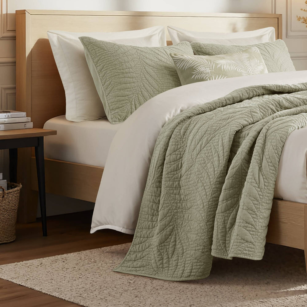 Full/Queen 3 Piece Cotton Quilt Set Sage Media 11