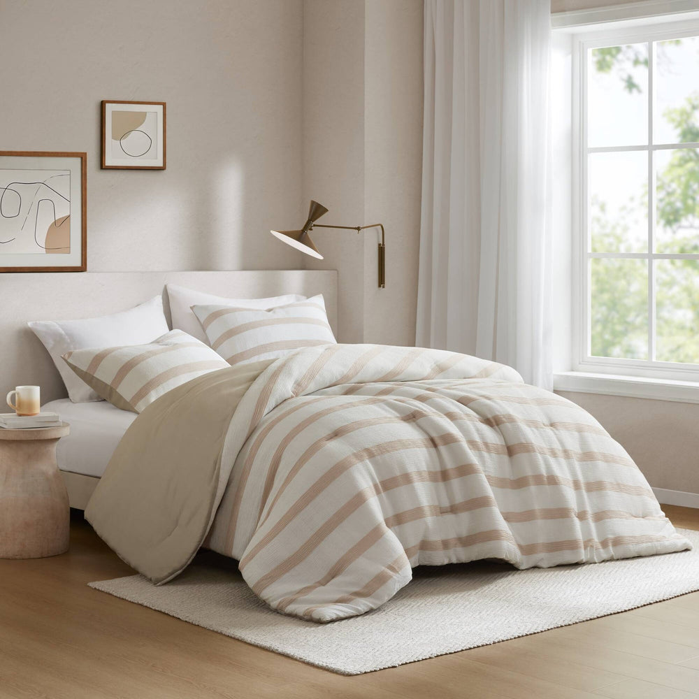 3-Piece Full/Queen Yarn-dyed striped comforter Media 15