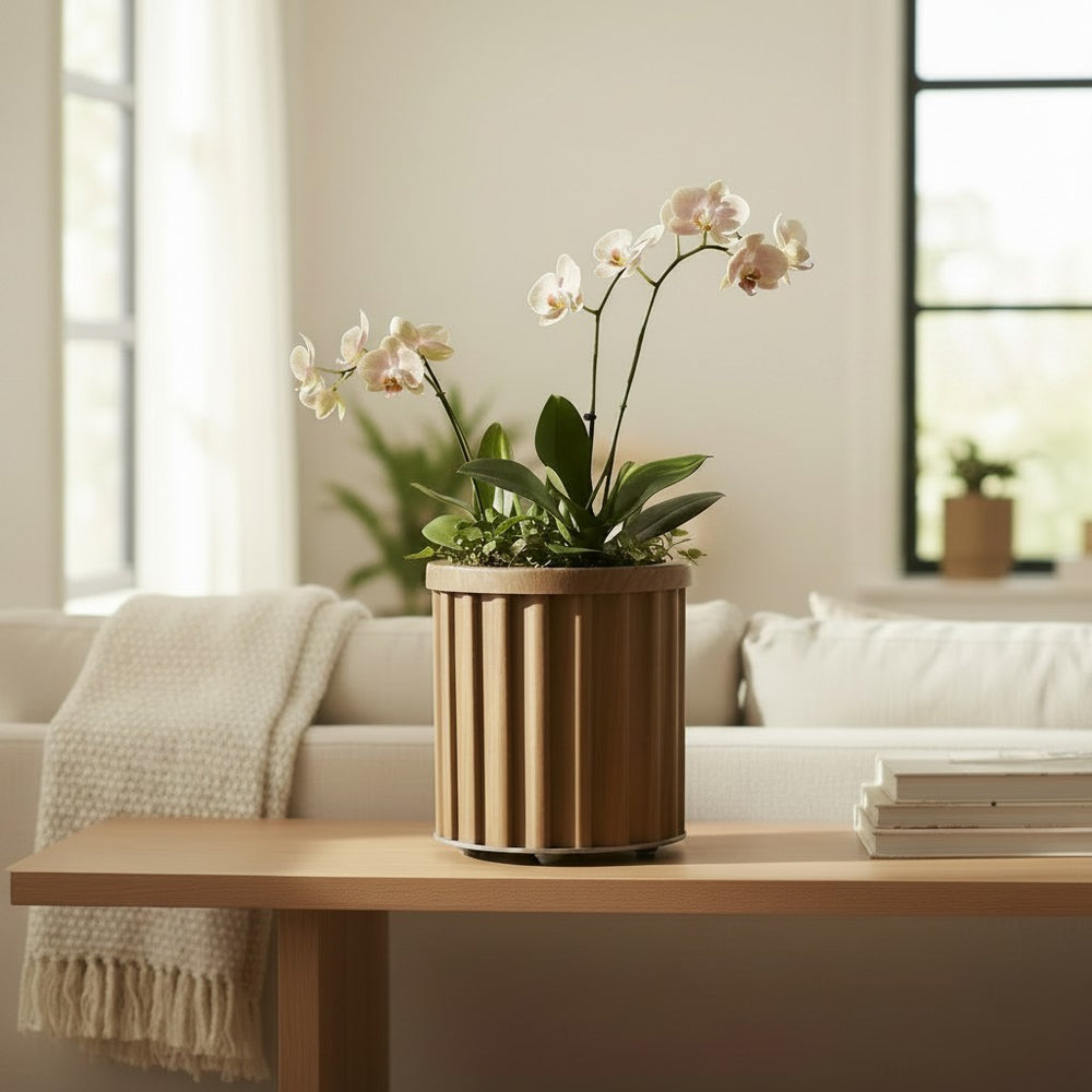 Round Strata Column Planter SM - Medium Brown Media 3