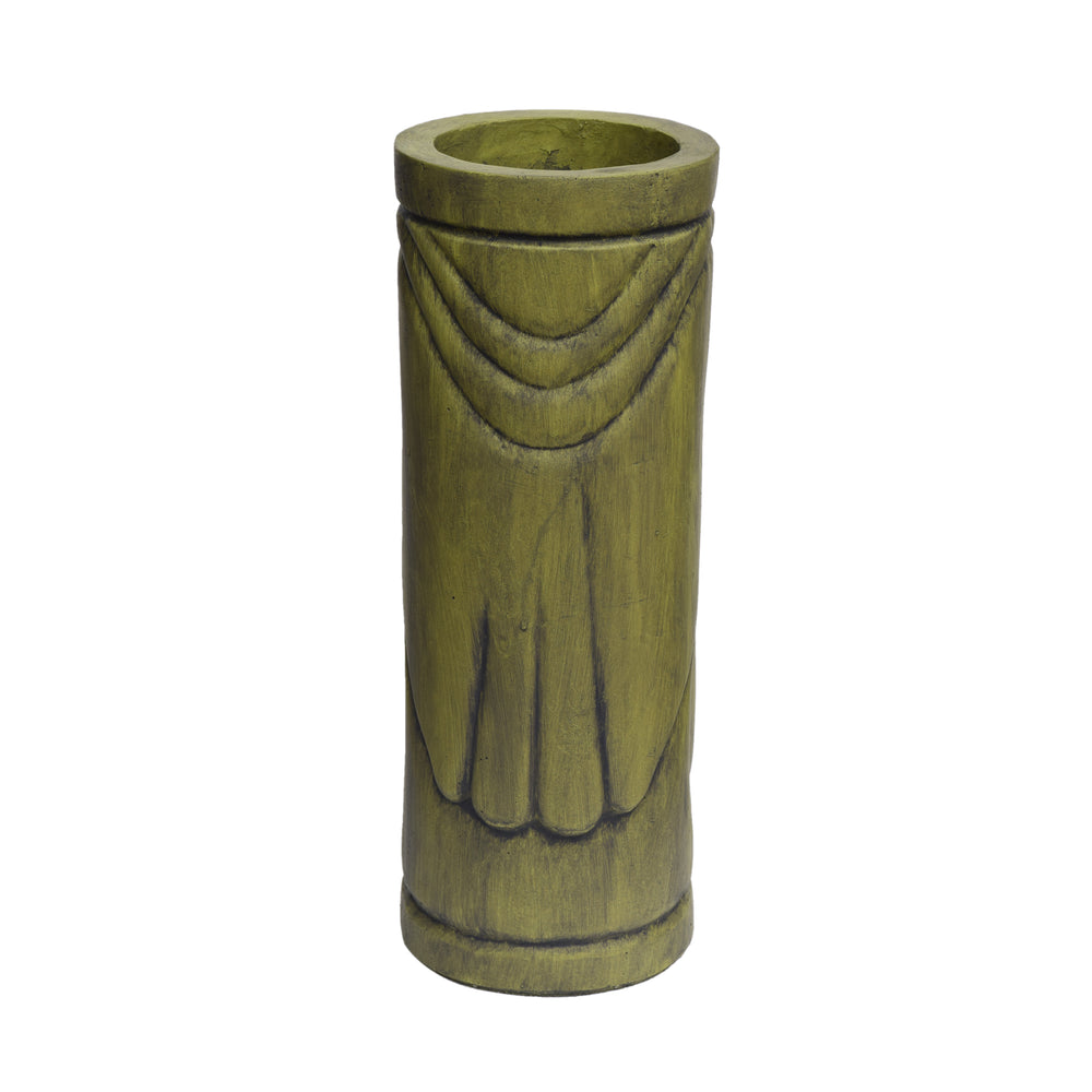 Stone Statue Urn Planter, Decorative Face Plant Pot, Antique Green Finish Media 9