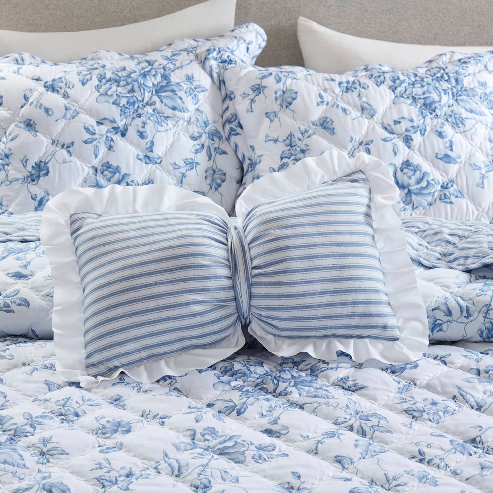 4 Pieces Full/Queen  Quilt Set with Decorative Pillow,Blue Media 21