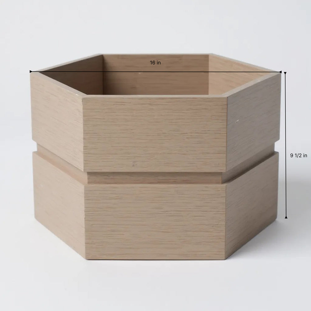 Hexagon Terrace Planter Box Short - Grey Brown Media 6