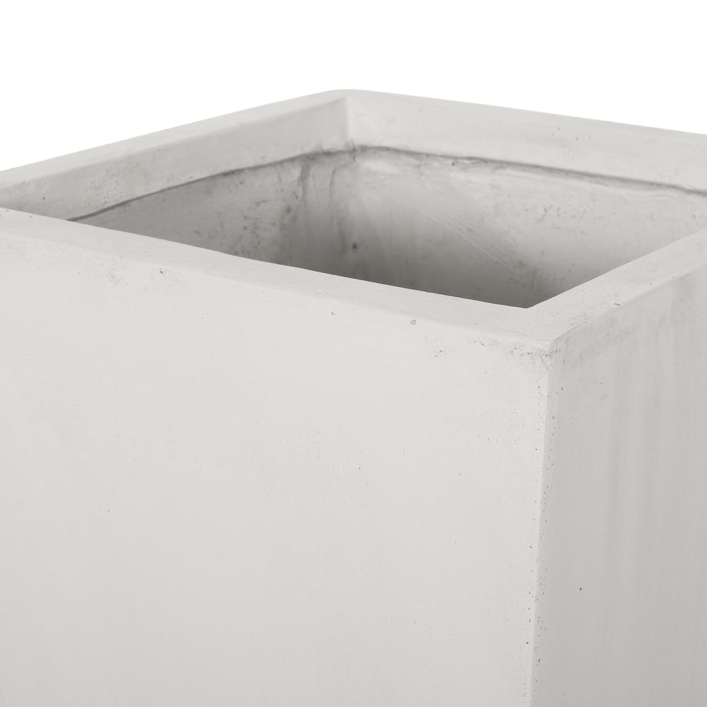 13' x 28.5' Modern Outdoor MGO Cast Stone Planter, White Media 8