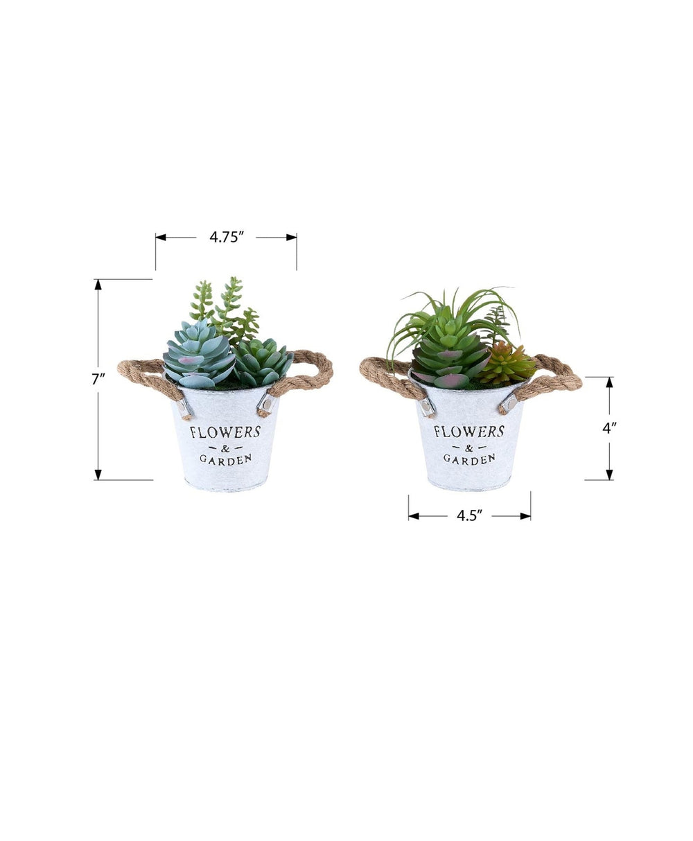 Artificial Plant, Set Of 2, 7' Tall, Succulent, Table, White Metal Pots, Contemporary, Modern Media 7