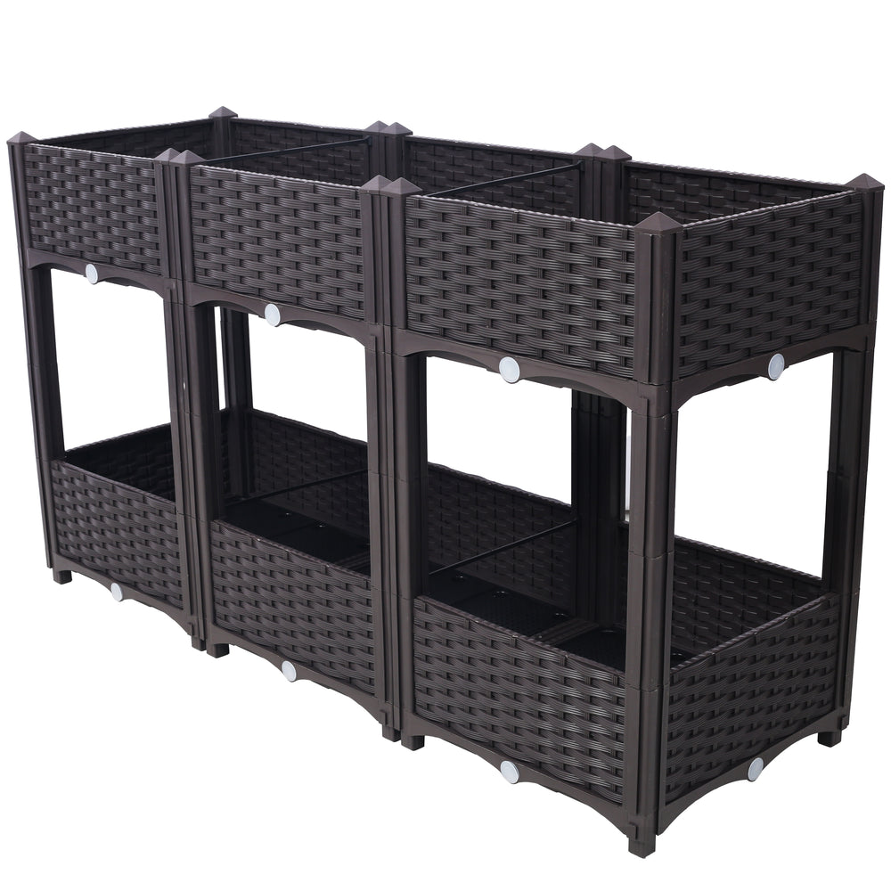 Planter Raised Beds - Elevated Planter Garden Box with Drainage Plug Raised Garden Beds for Vegetable/Flower/Herb Outdoor Standing Planter Beds Gardening Kit,Brown,47.2'x15.7'x27.7' Media 1