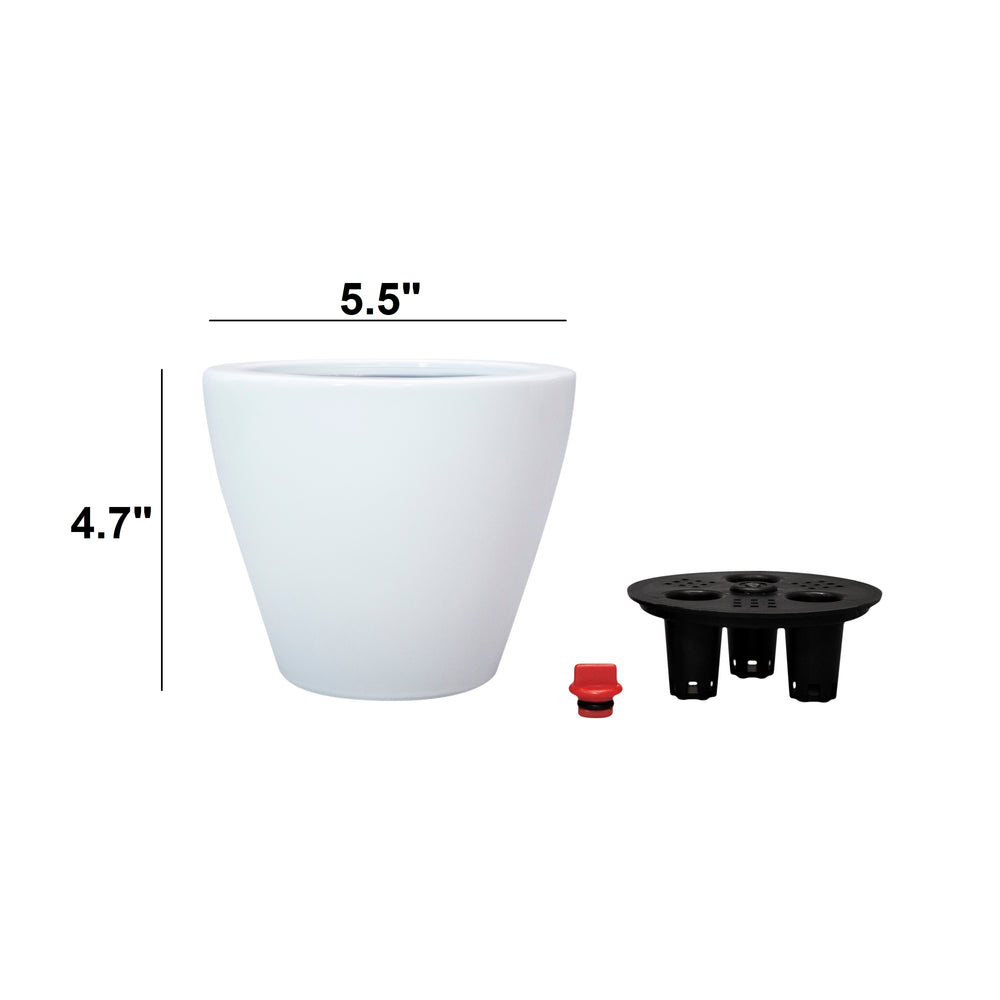 2-Pack Smart Self-watering Planter Pot for Indoor and Outdoor - White - Round Cone Media 5
