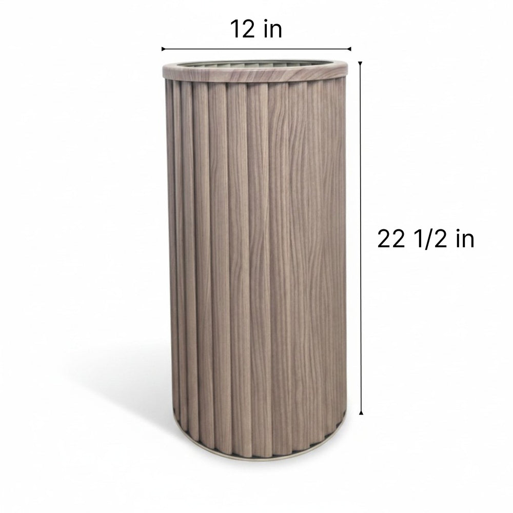 Round Strata Column Planter LG - Medium Brown Media 6