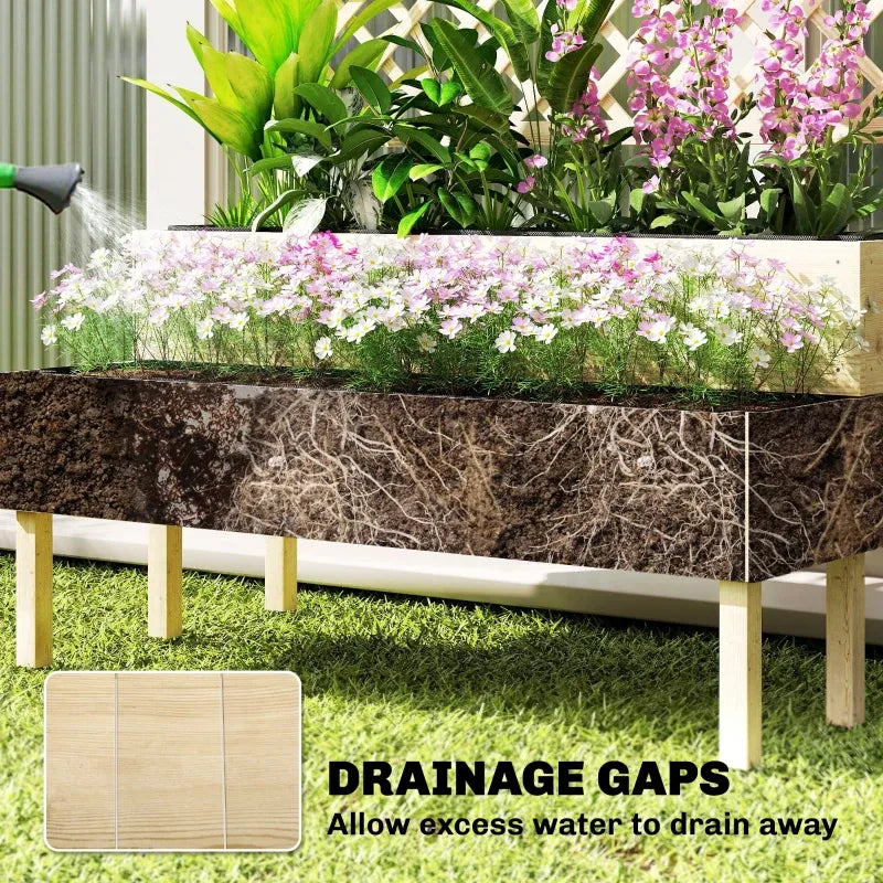 Patio Elevated Planter Box,Trellis Planter Box,Outdoor Raised Garden Bed Media 8