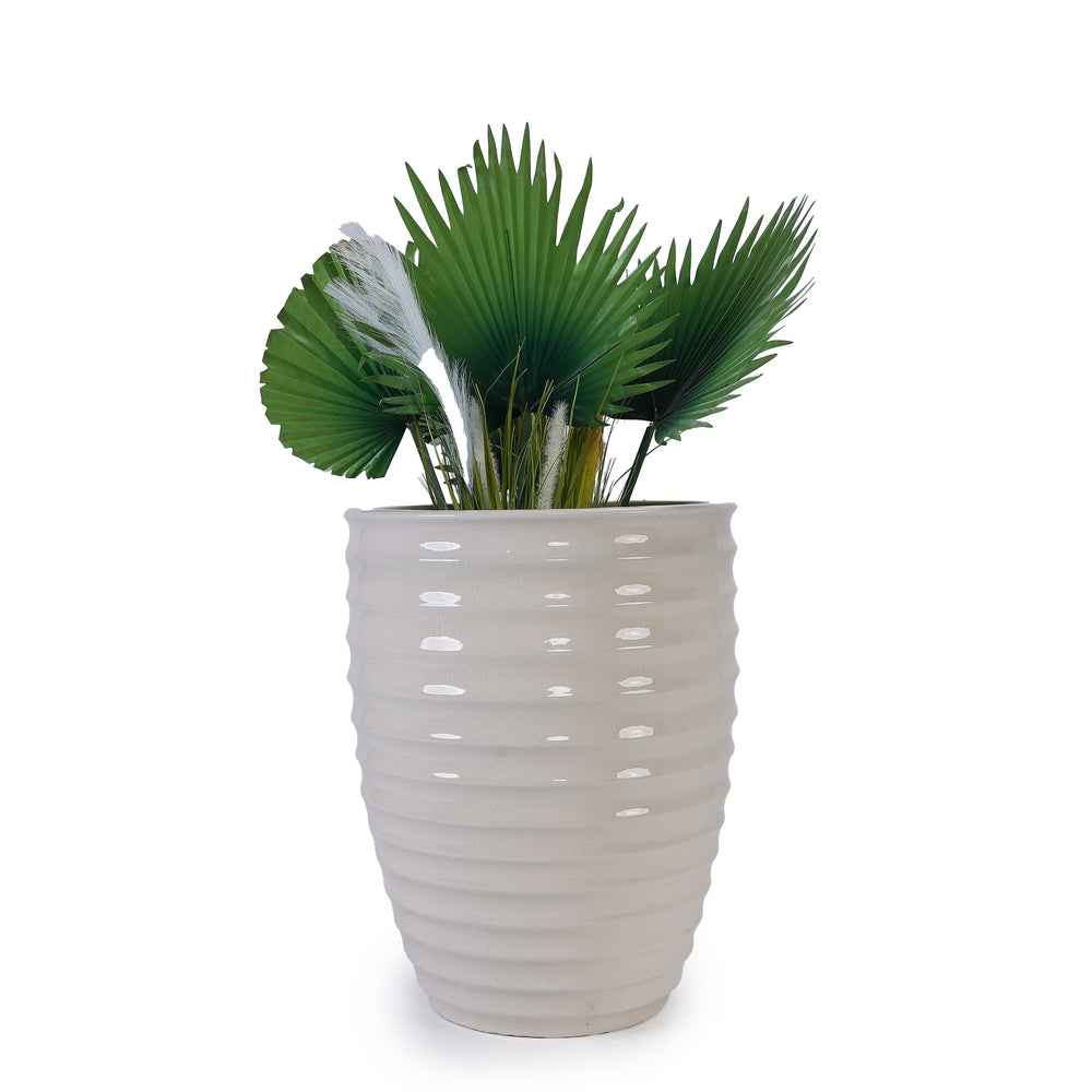 Ceramic Flowerpot, Modern Planter for Patio, Garden, Windowsill - Milk White Media 4