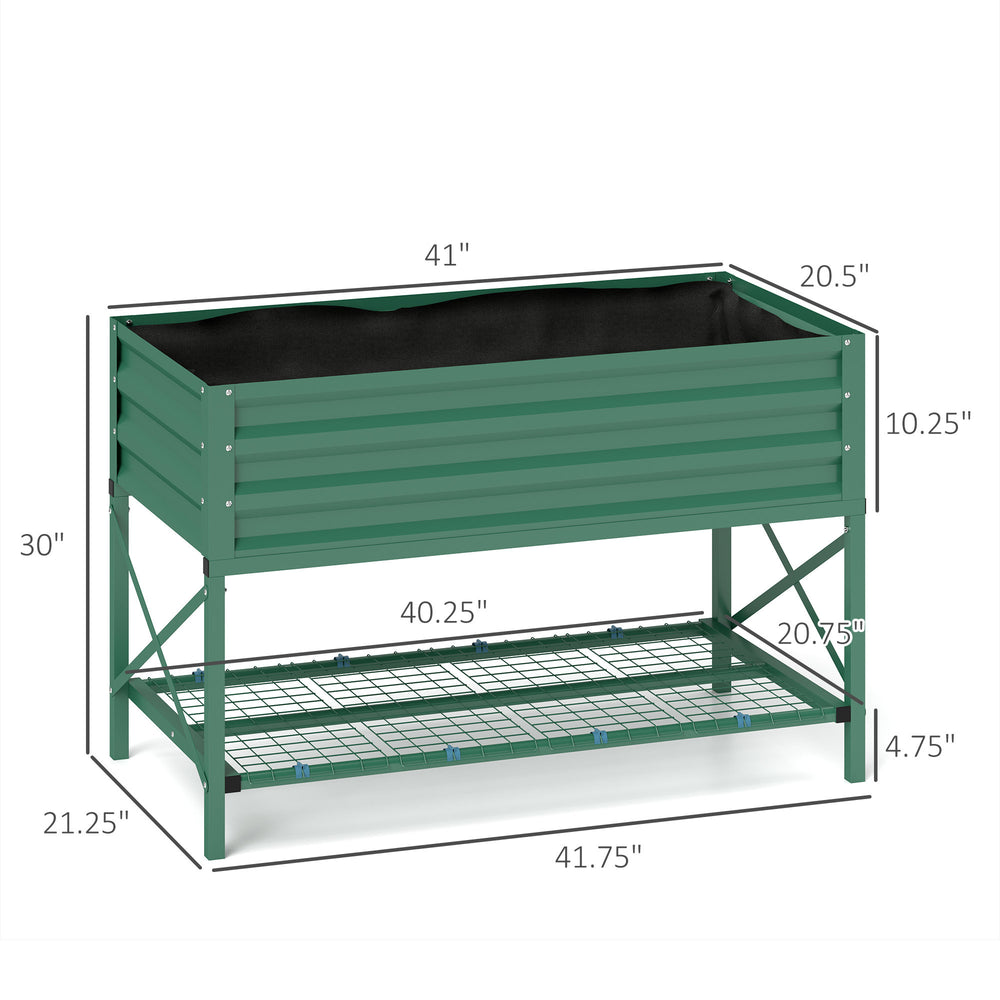 Spacious Gardening Bed,Metal Planter Box,Galvanized Raised Garden Bed,with Legs,Storage Shelf and Bed Liner Media 2
