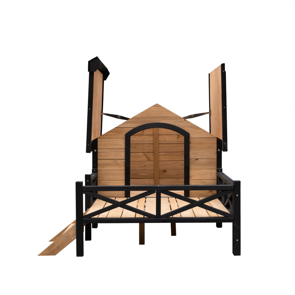 Outdoor Large Wooden Cabin House Style Wooden Dog Kennel with Porch Media 6