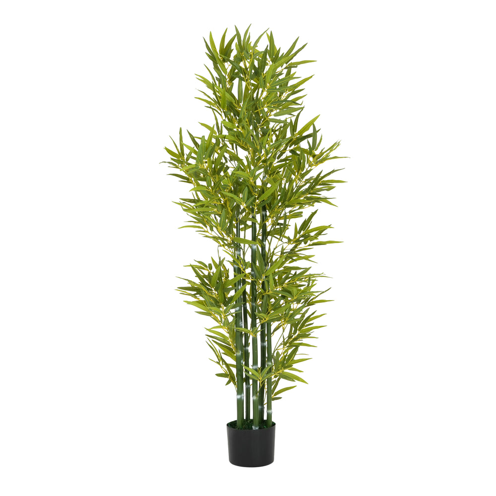 5' Artificial Bamboo with Black Plastic Pot, Set of 2 Media 5