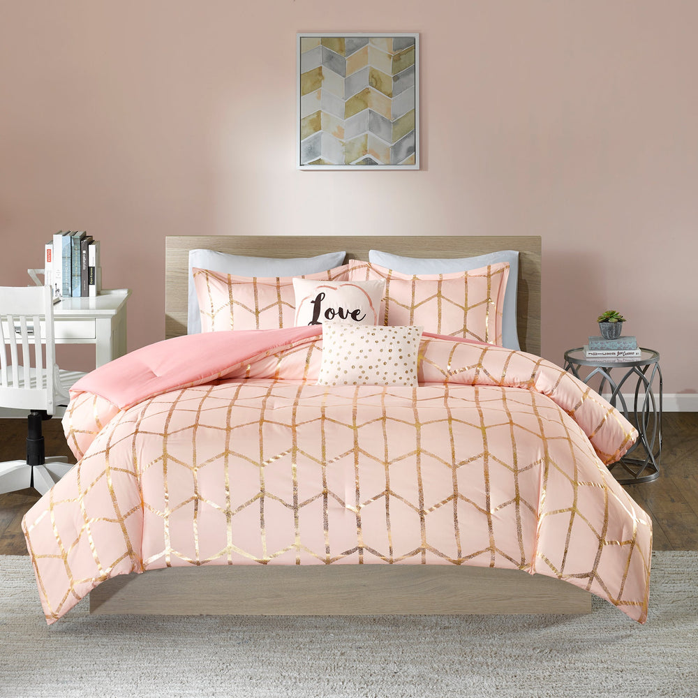 5-Piece King/Cal King 100% Polyester Brushed   Printed Comforter Set Media 1